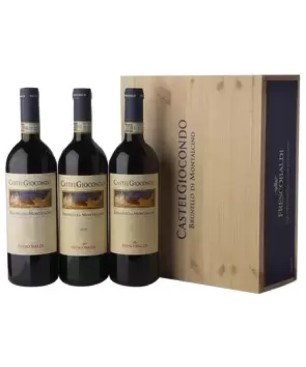 Verticale Brunello di Montalcino Castelgiocondo Frescobaldi \'16-\'17-\'18  Cassetta Legno