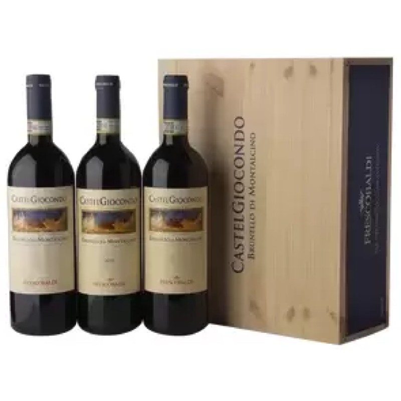 Verticale Brunello di Montalcino Castelgiocondo Frescobaldi \'16-\'17-\'18  Cassetta Legno