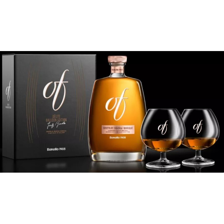 Box Grappa Of Bonollo + 2 Calici 0,35 lt.