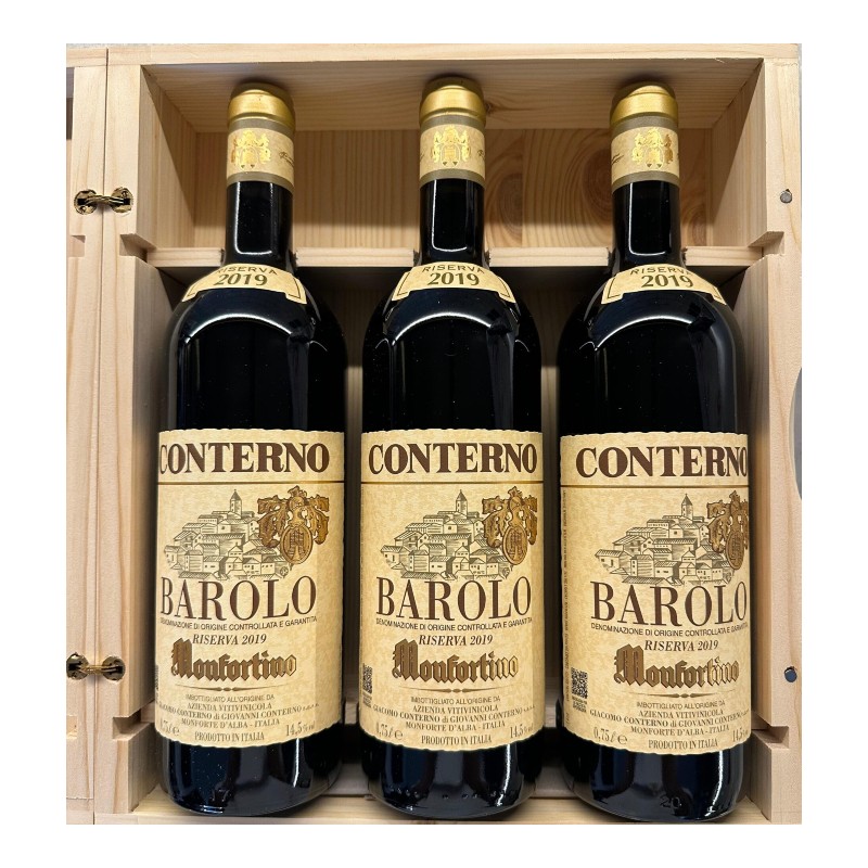 Barolo Riserva Monfortino Conterno Giacomo 2019 3 Bottiglie Cassa Legno