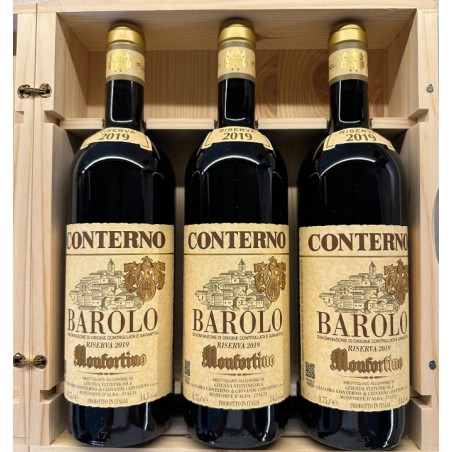 Barolo Riserva Monfortino Conterno Giacomo 2019 3 Bottiglie Cassa Legno