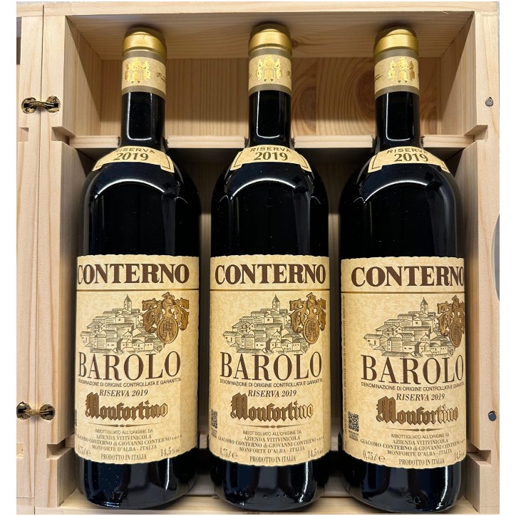 Barolo Riserva Monfortino Conterno Giacomo 2019 3 Bottiglie Cassa Legno