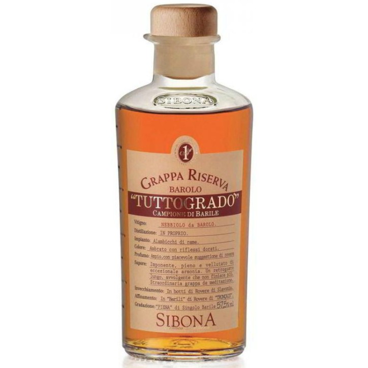 Grappa di Barolo Tuttogrado Sibona 0,5 lt. Grappa di Barolo Tuttogrado Sibona 0,5 lt.